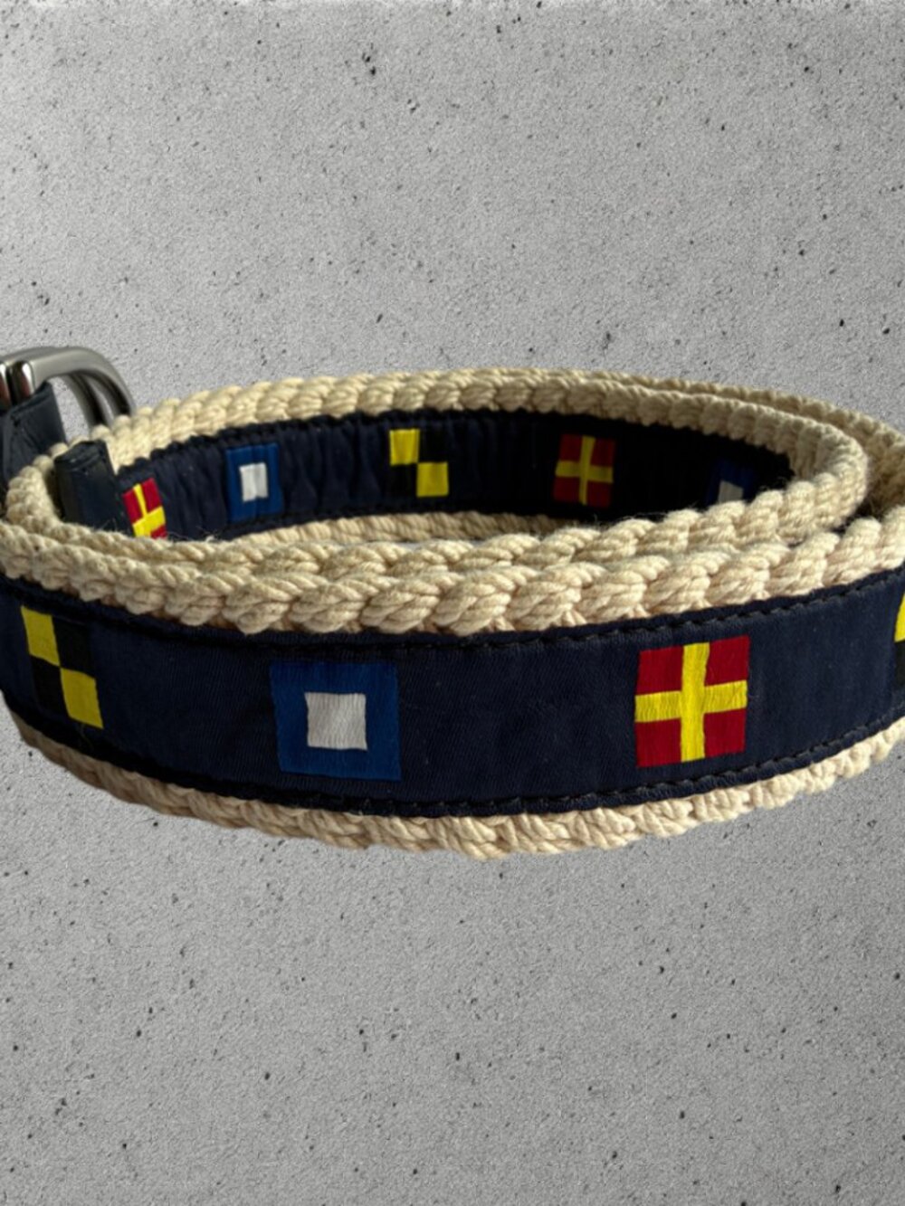 Polo Ralph Lauren Nautical Flags Rope Belt Blue White Preppy Size 32 - Picture 8 of 8